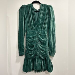 Chic Emerald Green Ruched Mini Dress